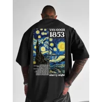 Camiseta Oversized Van Gogh Noite Estrelada - Estilo Casual Verão com Desconto