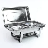 Rechaud Retangular em Aço com Inox Banho Maria e Fogareiro Buffet com Desconto Especial