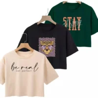 Kit 3 Croppeds Femininos Estampados com Desconto Especial