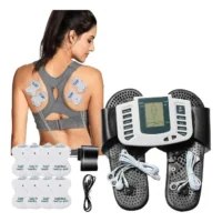 Aparelho de Fisioterapia TENS FES com Eletrodos e Chinelo para Alívio de Dores e Fortalecimento Muscular