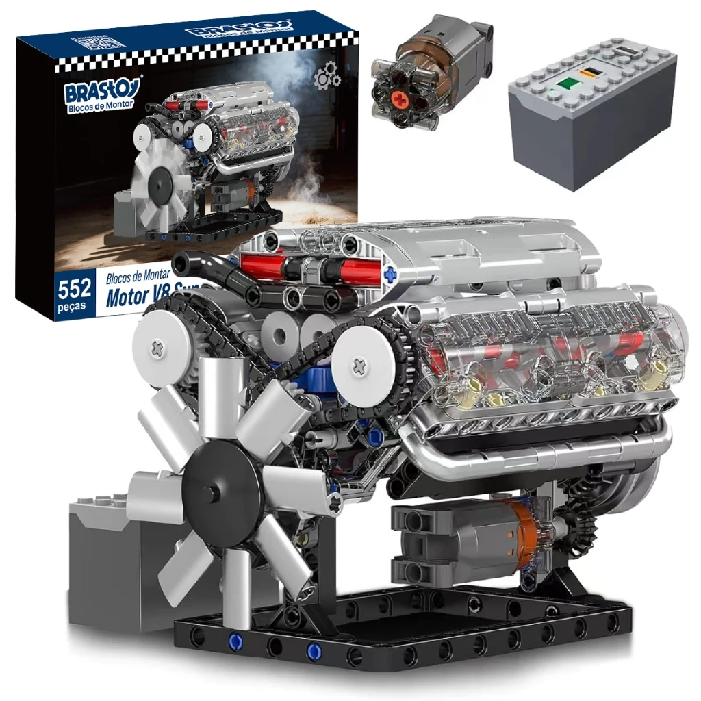 Brastoy Compatível Lego Esportes Carro Máquinas V8 Motor - Modelo Takasaki em Promoção
