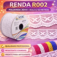 Renda de Poliamida R002 20mm - Rolos de 50m com Desconto Especial | Moda e Artesanato
