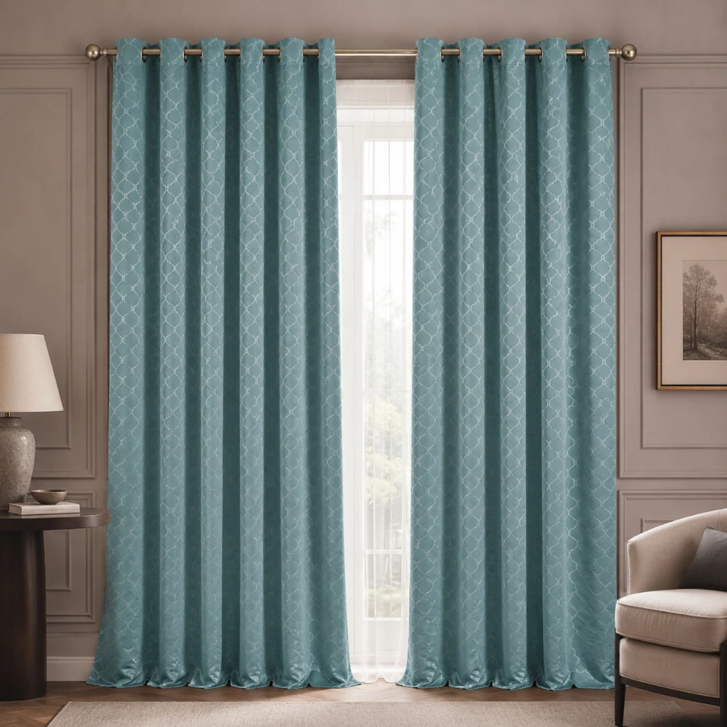 Cortina Jacquard Medalhão Premium para Sala e Quarto - Luxo e Desconto