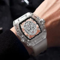 Relógio Masculino De Quartzo à Prova D''água com Design Elegante e Pulseira de Couro Vegano