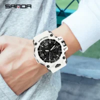 Relógios Militares Esporte Branco com LED Digital e Resistente à Água