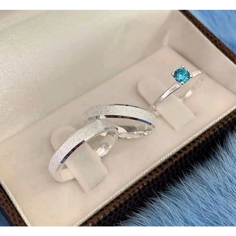 Alianças de namoro diamantadas com brilho - Prata 925 de alta qualidade
