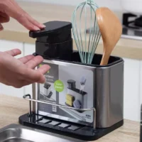 Organizador de Pia Inox 3 em 1 com Dispenser - Praticidade na Cozinha