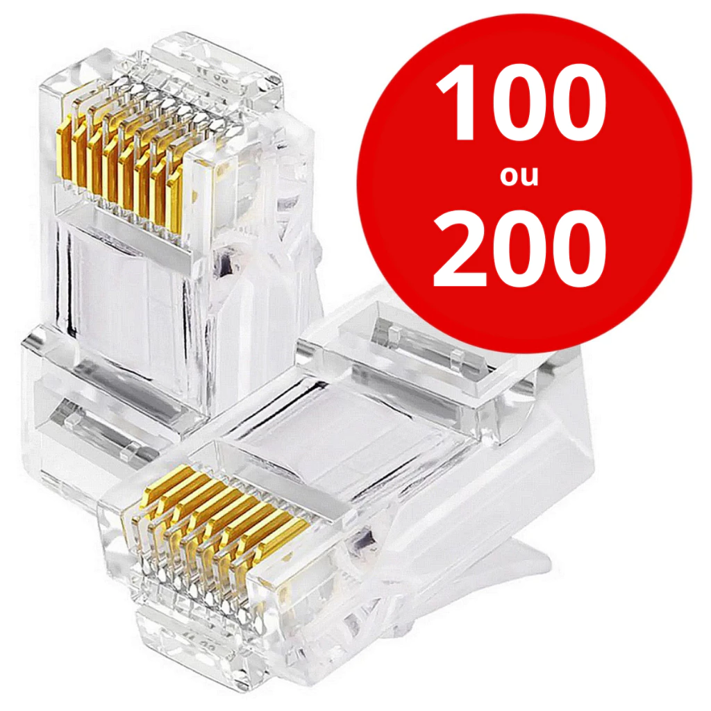 Conector RJ45 Banhado Ouro - Alta Performance em Redes
