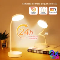 Luminária de Mesa Recarregável com 3 Modos de Cor e Intensidade – Ótimo Custo-Benefício