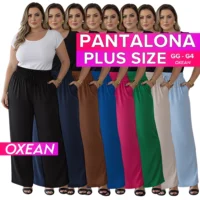 Calça Pantalona Plus Size Feminina com Elástico na Cintura | Tecido Duna