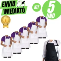 Aventais de cozinha duráveis e impermeáveis - Kit com 5 peças