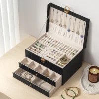 Caixa de Joias Organizadora Multifuncional com 3 Camadas - Elegância