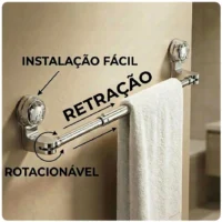 Suporte Toalheiro Barra Dupla Luxo com Ventosa - Praticidade