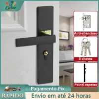 Fechadura preta para porta com instalação rápida e sem modificações – Super Oferta