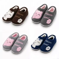 Pantufa Antiderrapante Gato Pelúcia - Conforto Inverno