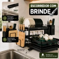 Escorredor de Louça Duplo Aço Carbono - LARUNO para Cozinhas Elegantes