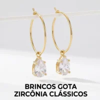 Brinco Argola Feminino com Zircônia Gota - Elegância Duradoura