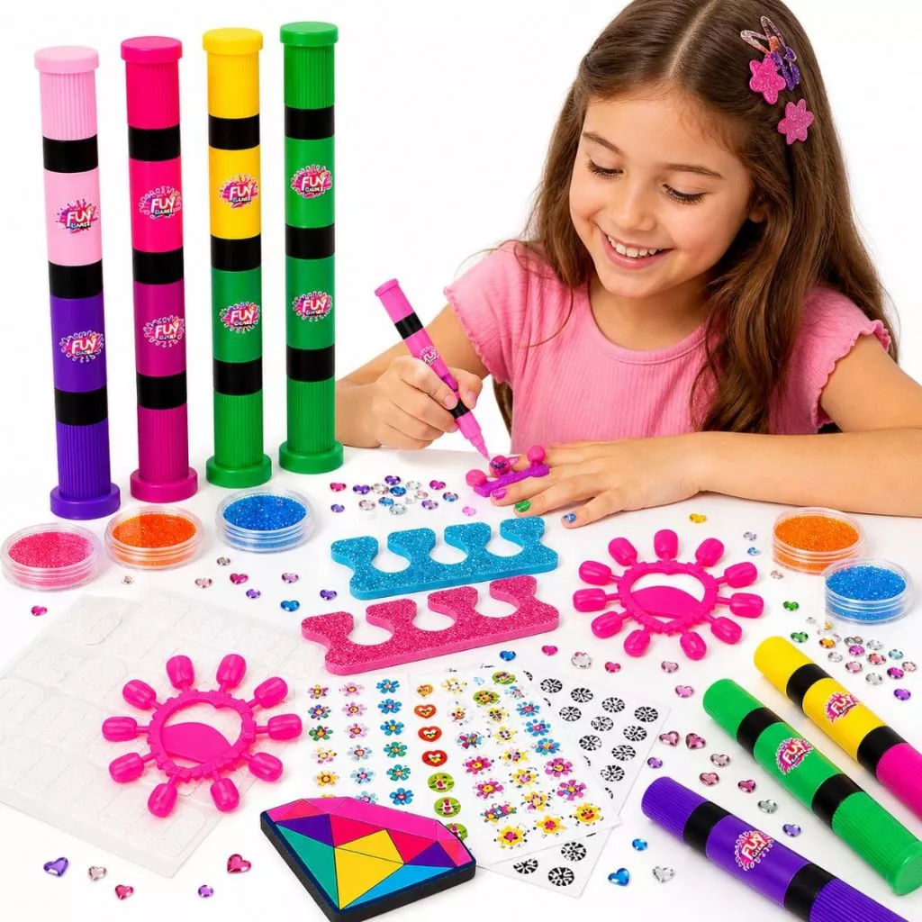 Kit de Manicure Infantil com Glitter e Decorativos | Estilo Divertido
