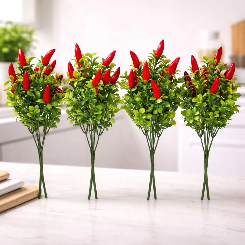 Buquê Pimenta Artificial com Folhagem para Decoração