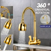 Torneira inox dourado com chuveiro 360° | Alta qualidade e design moderno