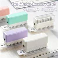 Furador Manual 6 Furos para Papel A4 com Guia Precisa