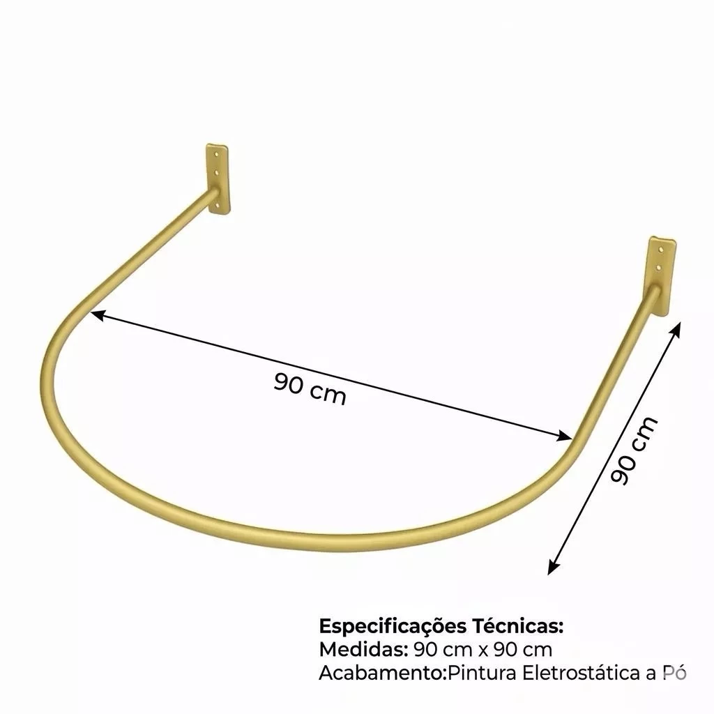 Provador Dourado 90x90cm para Vitrine e Loja - Sofisticação