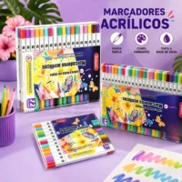 Caneta Marcadora Acrílica 24 a 72 Cores para Pintura Profissional