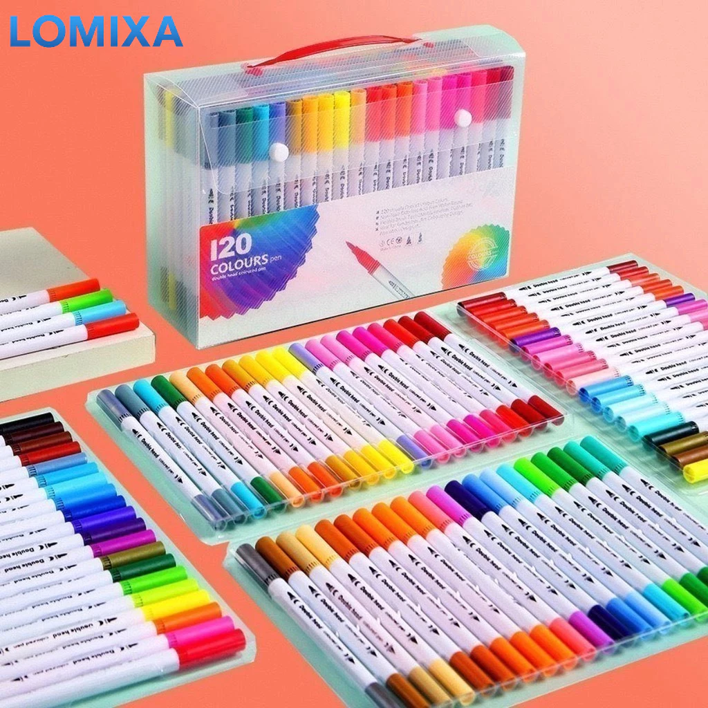 Conjunto de marcadores artísticos - Cores vibrantes e ponta dupla