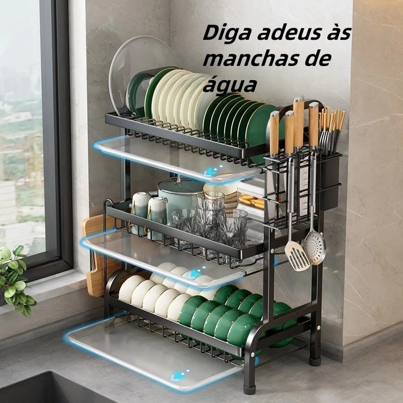 Organizador de Louça Aço Inoxidável com Design Inteligente