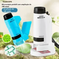 Microscópio portátil para crianças com ampliação de 60X-180X