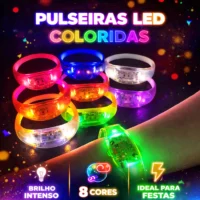 Pulseira LED Ativada por Som com Modos de Luz - Festa e Eventos