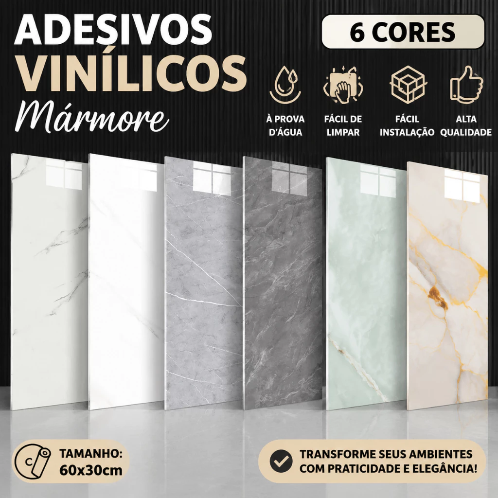 Placas de Mármore Autoadesivas para Decoração Rápida e Elegante