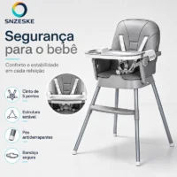Cadeirão Infantil Portátil com Altura Ajustável e Assento Acolchoado