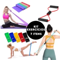 Kit 7 em 1 de Faixas Elásticas para Treinamento em Casa