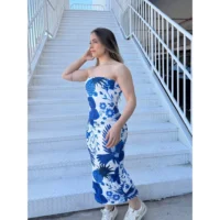 Vestido Longo Feminino Estampado Tropical para Praia e Dia a Dia
