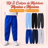 Calças de Moletom Infantil 3 Peças – Conforto para o Inverno