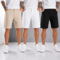 Kit Bermuda Sarja Masculina Slim Brim com Cores Diversas — Premium
