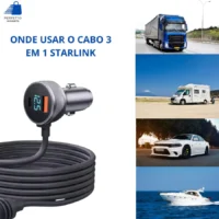 Cabo 12/24v Starlink 3 em 1 Mini com Voltímetro | Carregador Veicular