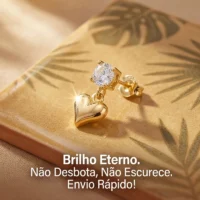 Brinco Coração com Zircônia 18K Não Desbota | Pronta Entrega