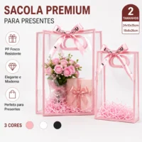 Sacolas de Presente PP Fosco com Borda Transparente | Reutilizáveis